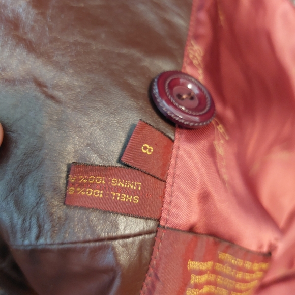 Etienne Aigner Womens Burgundy Genuine Leather Blazer Jacket Size 8 - Picture 10 of 10